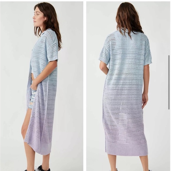 NEW Free People Alicia Ombre Open Crochet Cardigan Size Medium - Picture 4 of 9